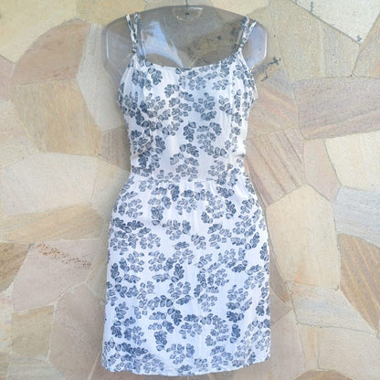 Vestido Branco Estampado Curto Slip Dress