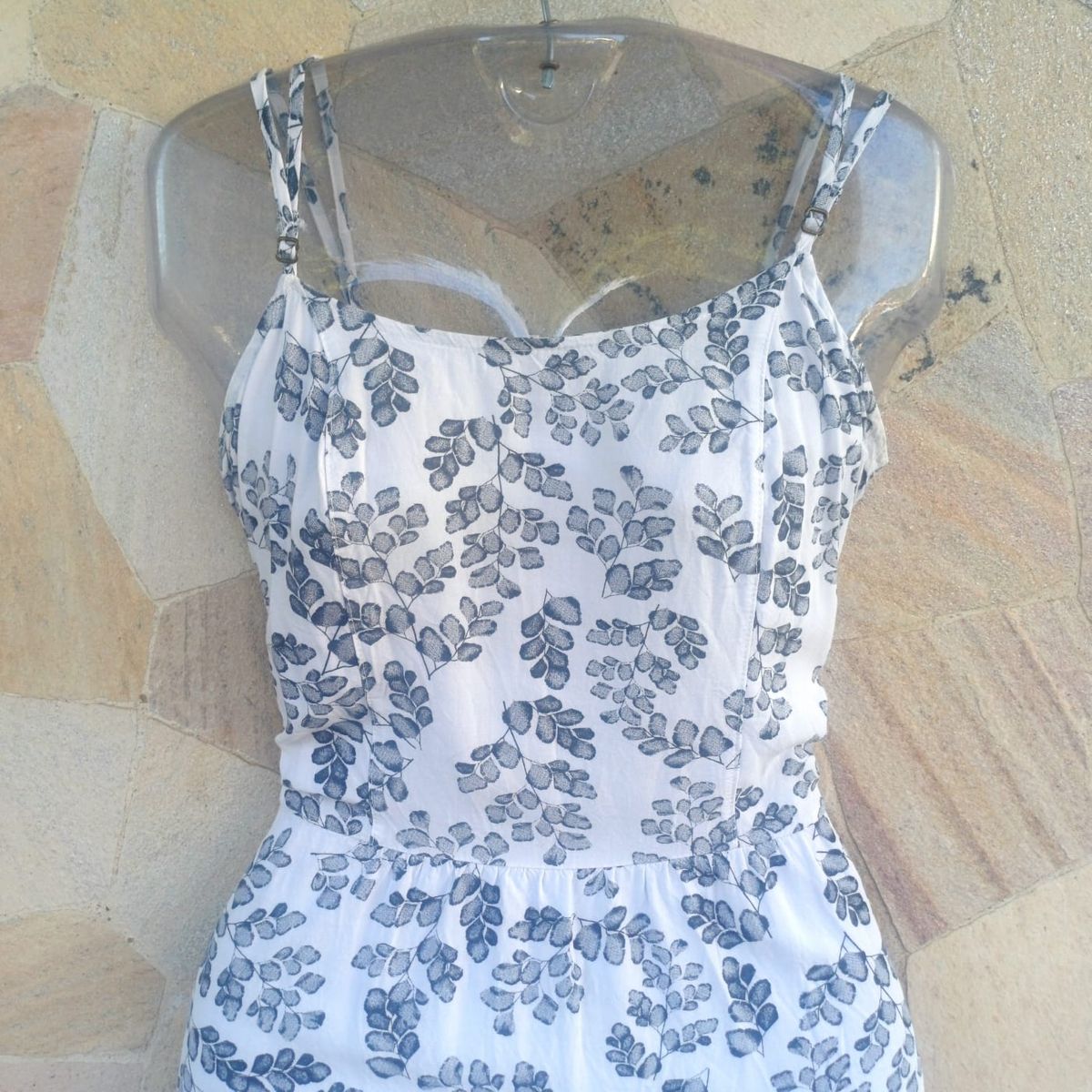 Vestido Branco Estampado Curto Slip Dress