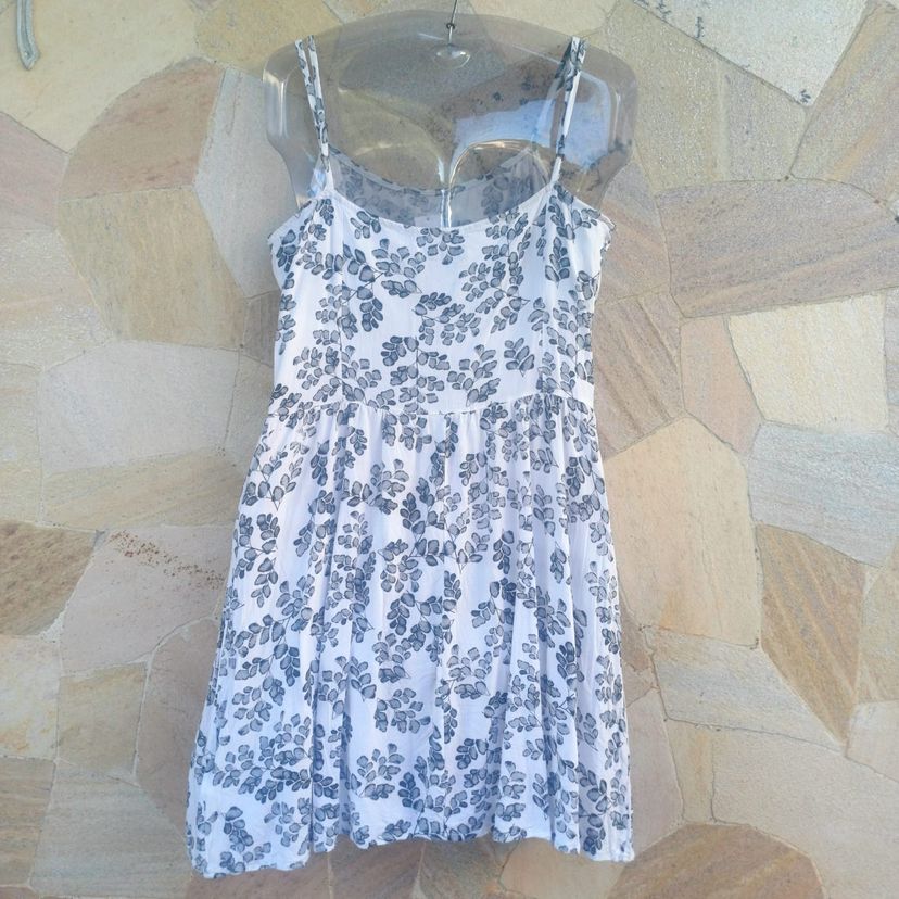 Vestido Branco Estampado Curto Slip Dress