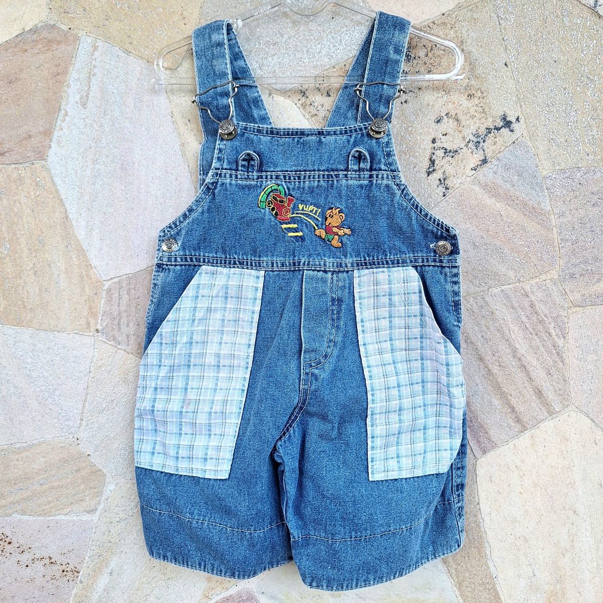 Macacão Vintage Jeans Baby Infantil – Jardineira Jeans Bebê (1 a 2 Anos)