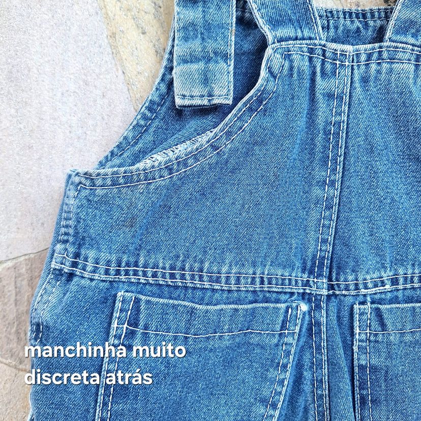 Macacão Vintage Jeans Baby Infantil – Jardineira Jeans Bebê (1 a 2 Anos)