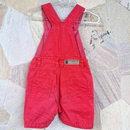 Macacão Jeans Vermelho Baby Infantil – Jardineira Jeans Bebê (9 a 12 Meses)