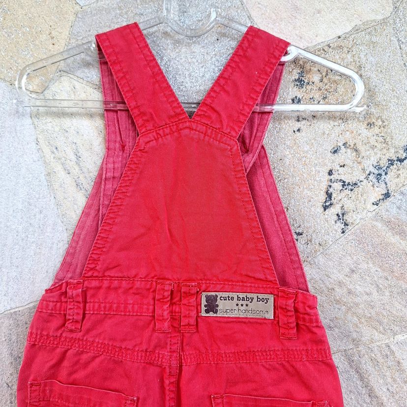 Macacão Jeans Vermelho Baby Infantil – Jardineira Jeans Bebê (9 a 12 Meses)