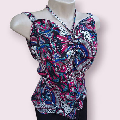 Blusa Regata Estampada Colorida Feminina (Tamanho P/M)