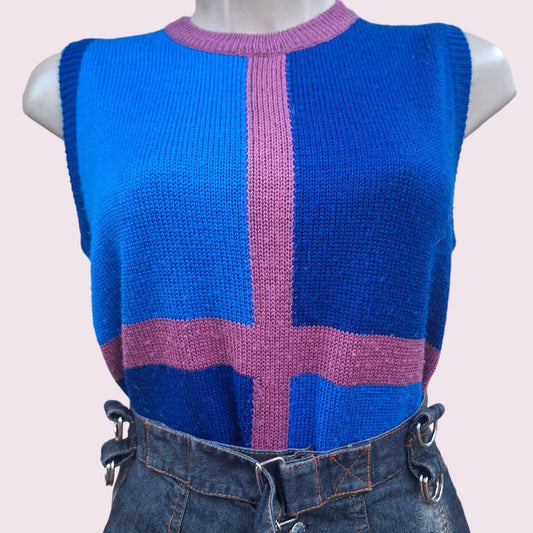 Blusinha de Tricô Colorida CGC Vintage Feminina (Tamanho P/M)