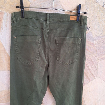 Calça Zara Jeans Skinny Verde Militar Cintura Alta (Tamanho 38/40)