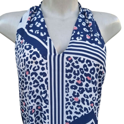 Vestido Lez a Lez Curto Animal Print Azul e Rosa (Tamanho P/M)