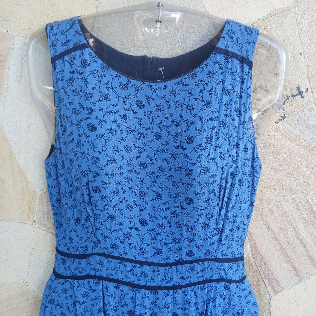 Vestido Rabusch Azul Acinturado Curto